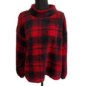 Maurice’s Cozy Red and Black Plaid Fleece. Teddy Winter Cozy Holiday
